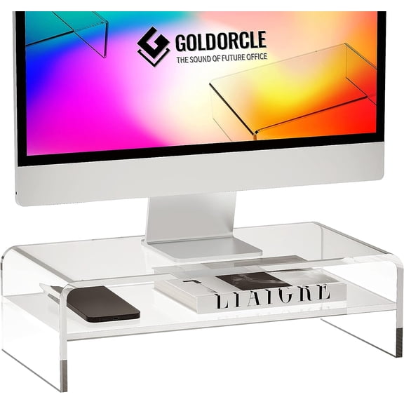Acrylic Monitor Stand Riser Clear Computer Monitor Stand (Big)