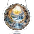 thumbnail image 1 of Acrylic Mountains and Rivers Puzzle Suncatcher, 7.4 Inch 83-Piece DIY Window Hanging, Vibrant Stained Glass Effect, Double-Sided Light Projection, Unique Home Decor and Gift for Mom Women Men, 1 of 7
