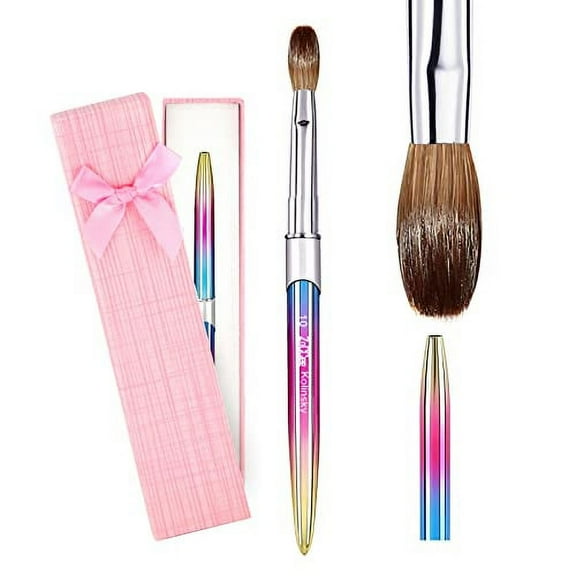 Acrylic Nail Brush - Pure Kolinsky Nail Brushes for Acrylic Application (Size 8/10/12/14) - Acrylic Powder Brush for Nail Art - Nail Brush Acrylic for Professional Manicure DIY Home Salon (#10, Gradie