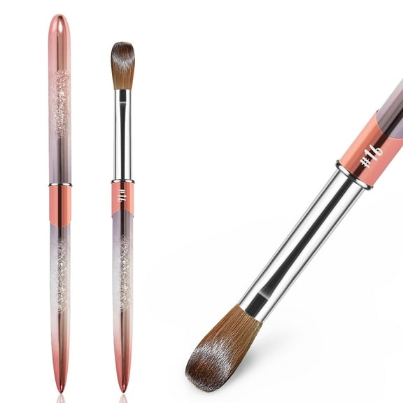 Acrylic Nail Brush Size 16, 100% Pure Kolinsky Crimped Oval Nail Brush for Acrylic Application Professional Acrylic Brush Nail Art Brush Manicure