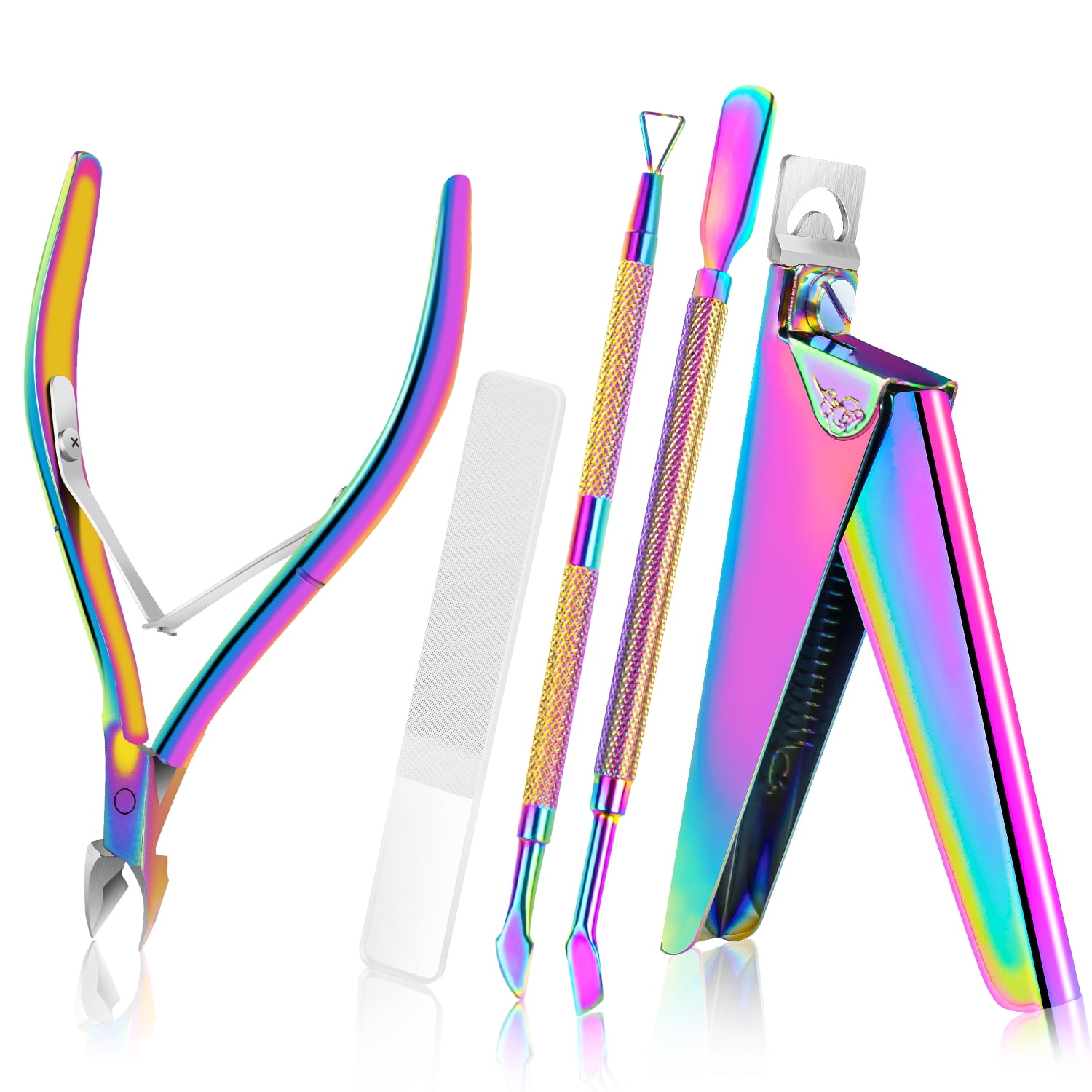 Acrylic Nail Clippers 5 in 1 Kit Cuticle with Glass Nail File Cuticle