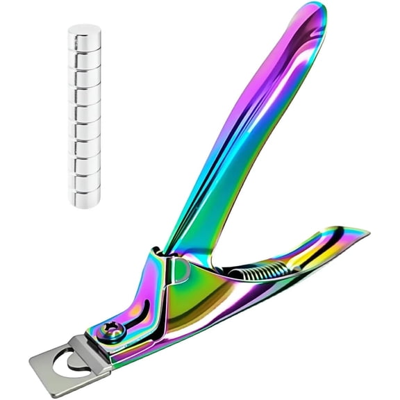 Acrylic Nail Cutter with Magnetic Sizing Guide, Stainless Steel Nail Tip Clipper for Acrylic & Gel Nails, Professional Nail Clipper Tool for Salon & Home Use