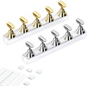 Acrylic Nail Display Stand DIY Nail Crystal Holder Magnetic Practice Stands with Reusable Adhesive Putty Clay for False Nail Tip Manicure Tool (Golden and Silver)