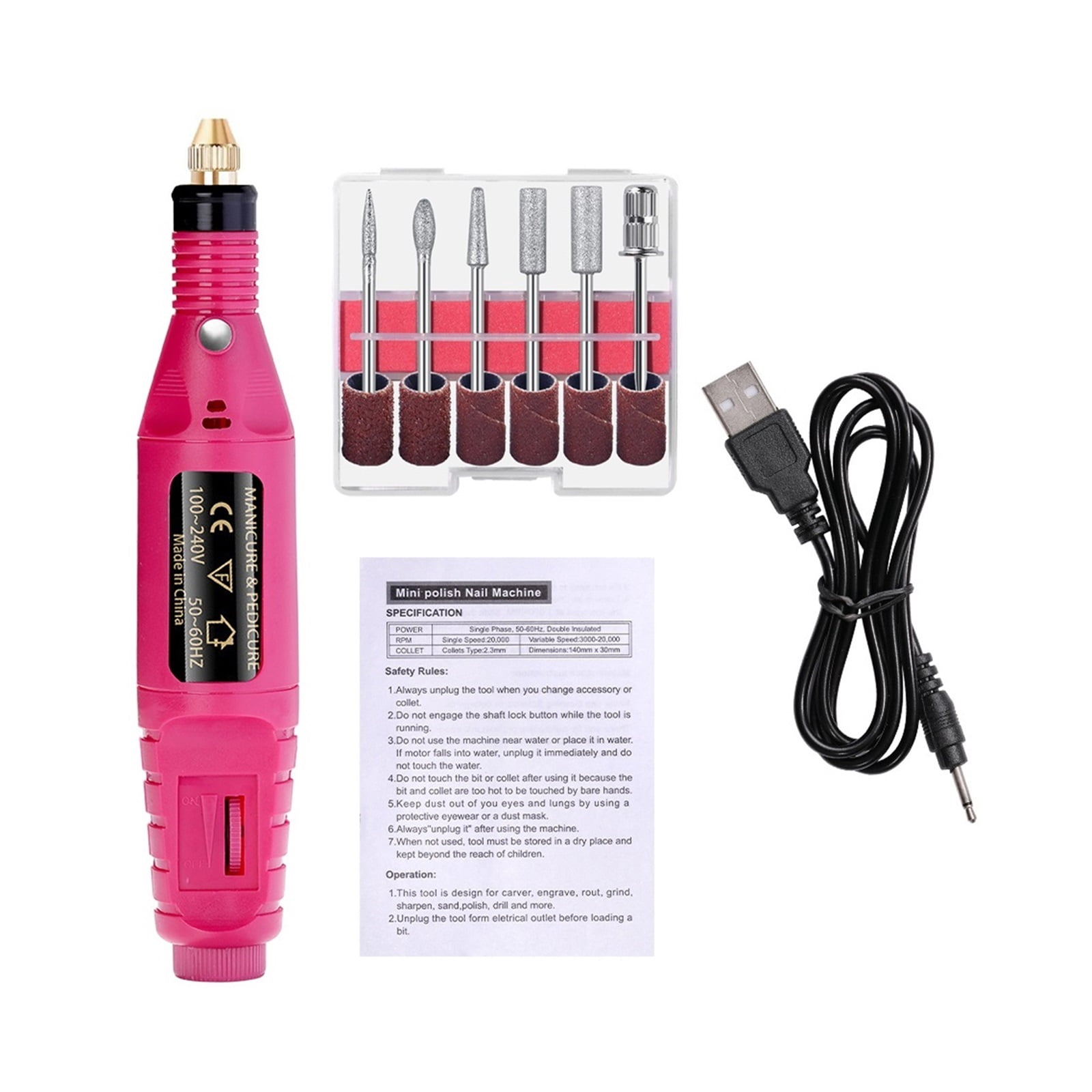 Acrylic Nail Drill Kit Electric Nail File 20000 RPM Portable Electric Nail Drill Bits Gel Remover Nail Tools