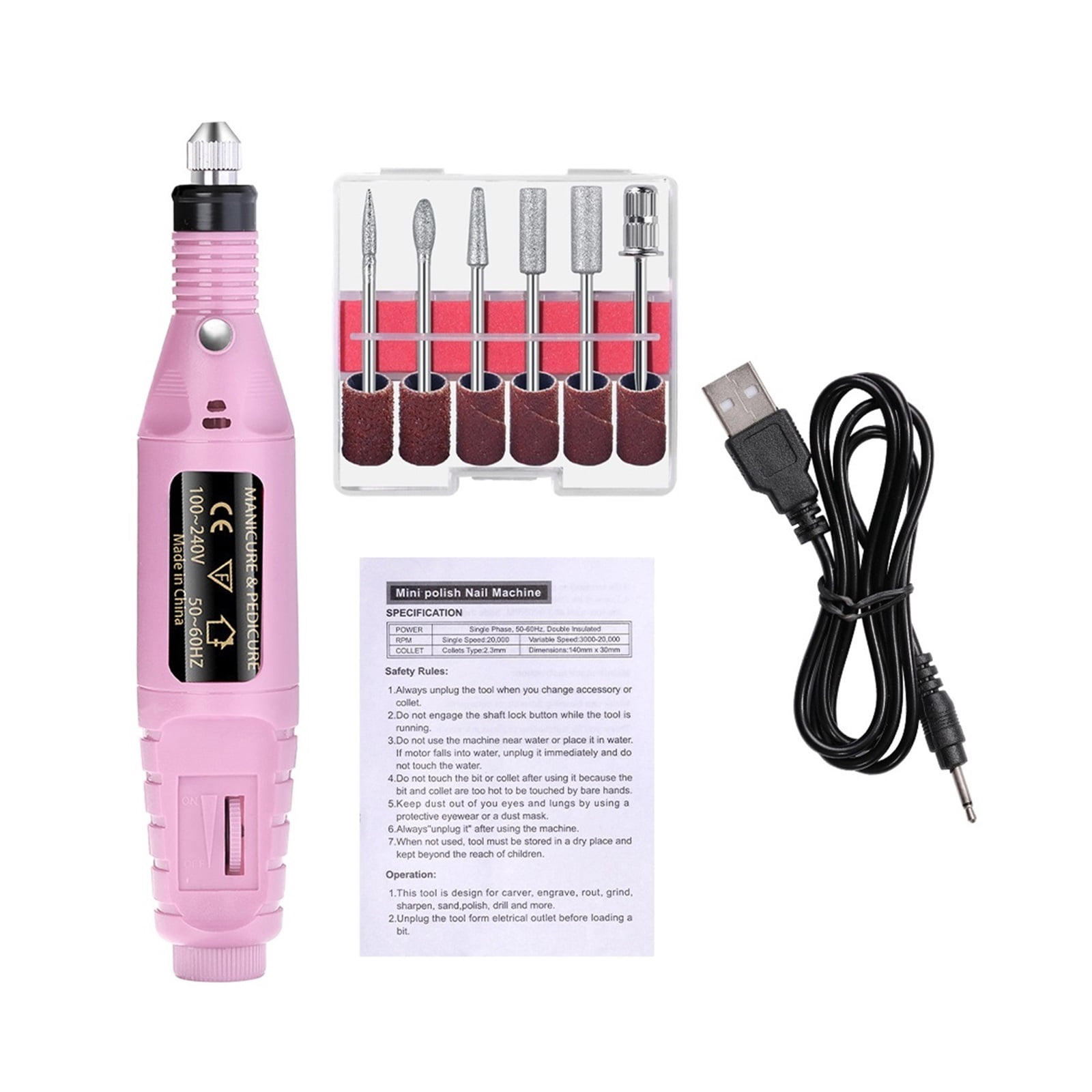 Acrylic Nail Drill Kit Electric Nail File 20000 RPM Portable Electric Nail Drill Bits Gel Remover Nail Tools