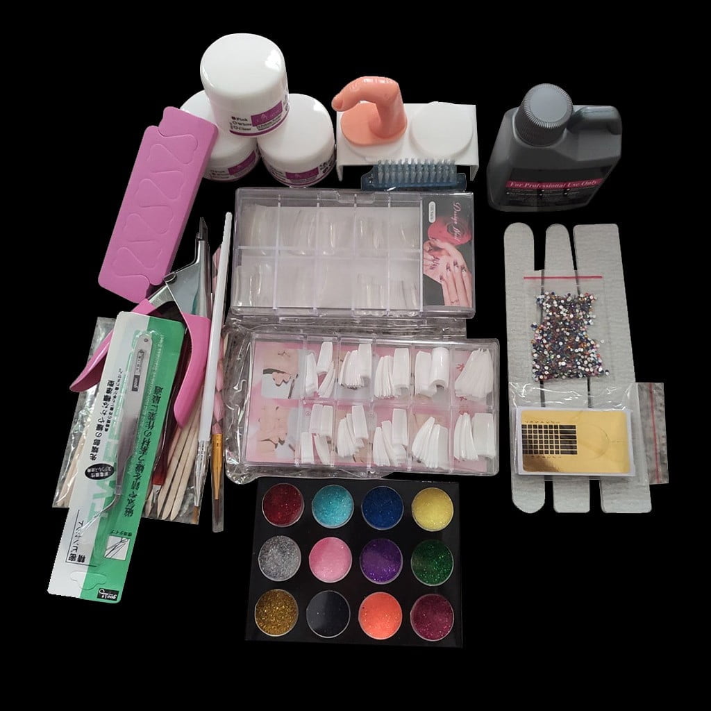 Acrylic Nail Extension Tool Kit - 21PCS Nail Art Starter Set with Tips and Brush, DIY Manicure Accessories, Acrylic Powder Tools, UV Nail Extension Kit for Home Salon Use Easter, Makeup Organizers