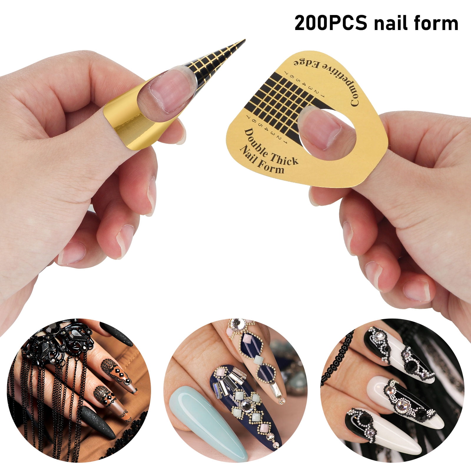 Acrylic Nail Forms 200PCS,Plutput Nail Extension Tips UV Gel Nail Extension  Forms Acrylic Nail Guide Sticker High Quality