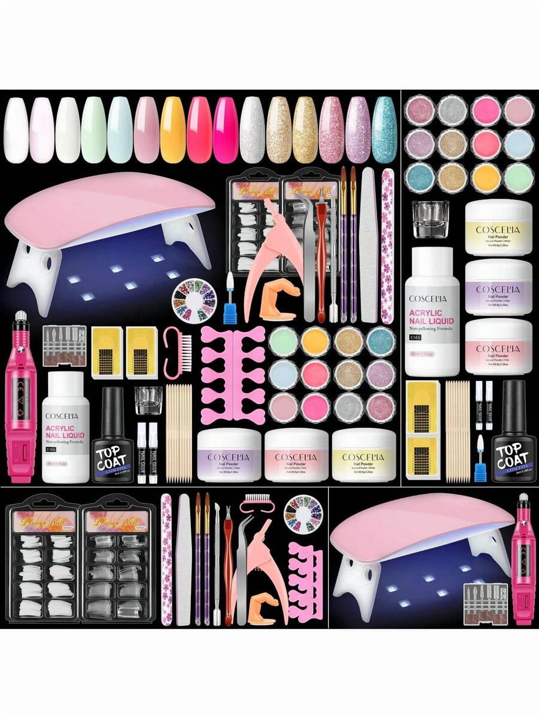 Acrylic Nail Kit for Beginners with Everything, Professional Nail Starter Kit with 20,000 RPM Nail Drill, UV Nail Lamp, 27PCS Acrylic Powder and Liquid Set