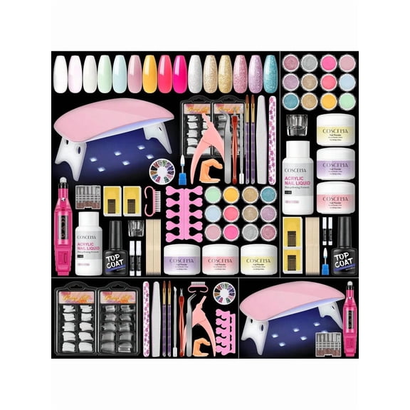 Acrylic Nail Kit for Beginners with Everything, Professional Nail Starter Kit with 20,000 RPM Nail Drill, UV Nail Lamp, 27PCS Acrylic Powder and Liquid Set
