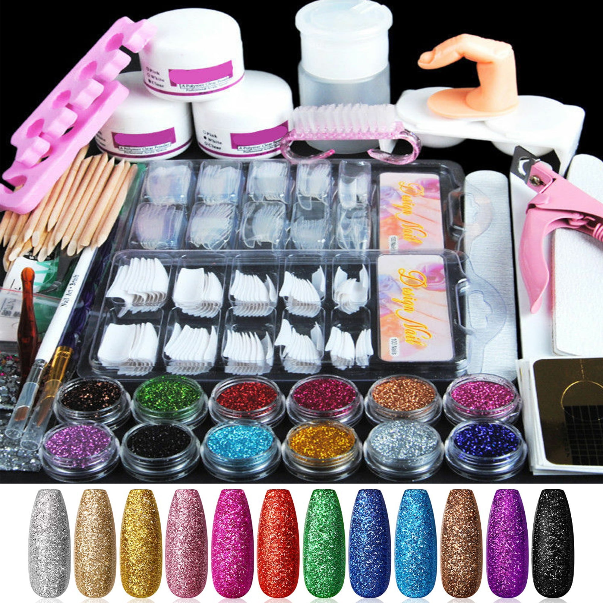 Acrylic Nail Kit, Glitter Acrylic Powder And Liquid Monomer Set for ...