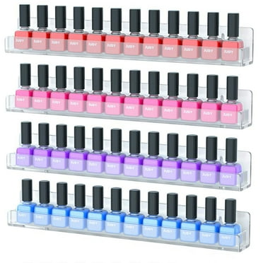 Acrylic Nail Polish Wall Mounted Holder Paint Organizer Storage Rack Clear 4 Pack Hanging Nail Polish Shelf Floating Wall Mount Hold up to 64 Bottles.