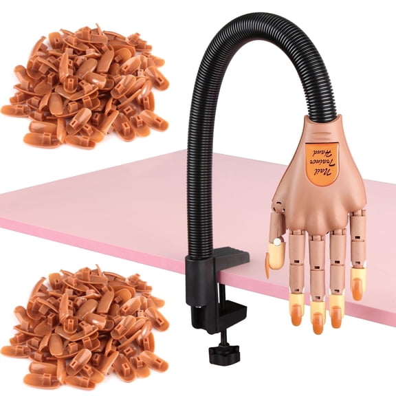Acrylic Nail Practice Hand Set: Flexible Adjustable Hand & 100 Nail Tips, Perfect for Beginners and Enthusiasts