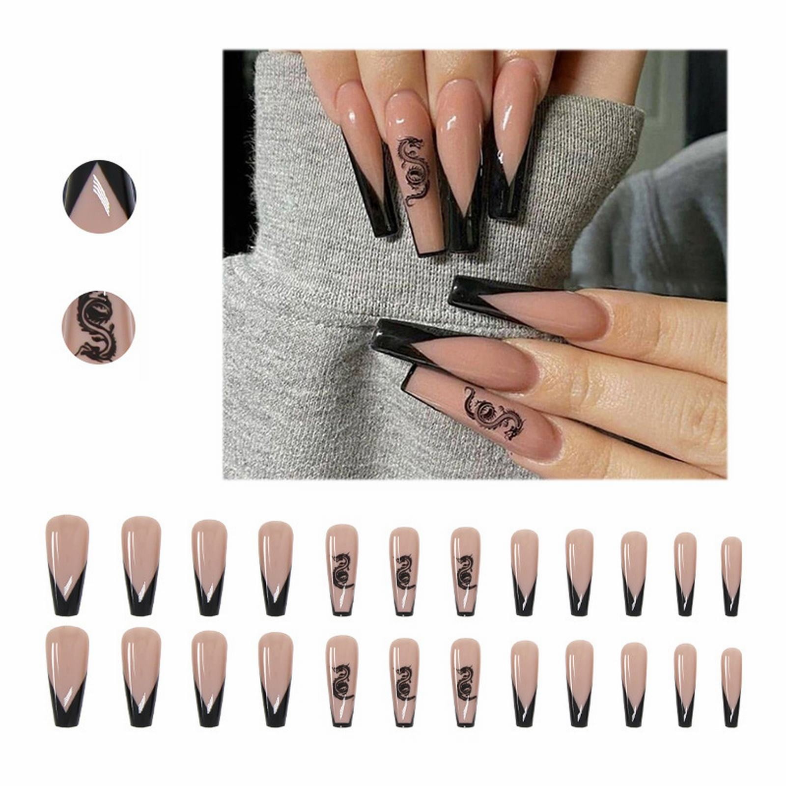 Acrylic Nail Tips Long False Nails with Designs Coffin Short Acrylic Coffin Nails on Bail Arm Rest Forms Coffin Shape Straight C Long Nail Tips on Coffin Nails French Tips