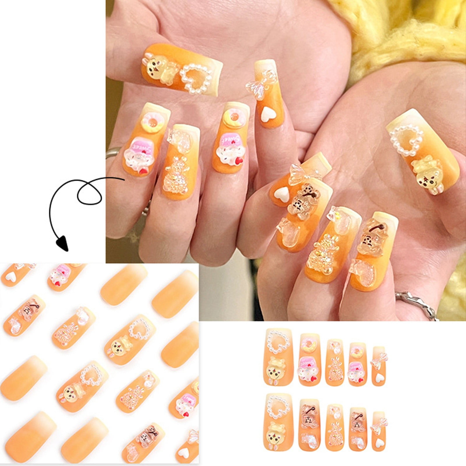 Acrylic Nails for Small Nails False Nails Coffin Shape Full Cover Short Coffin Nails Extra Long Ballerina Nail Tips Full Cover Extra Long Coffin on Nails Long Ballerina False Nail Gel