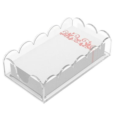 Acrylic Napkin Holder Bathroom Scalloped Tray Clear Guest Towel Holder For Di. .