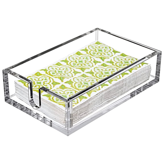 Acrylic Napkin Holder, Clear Napkin Organizer for Bathroom, Disposable Hand Towel Holder, Decorative Acrylic Paper Towel Holder, Modern Rectangular Design, 9 x 5.5 x 2.6 Inches