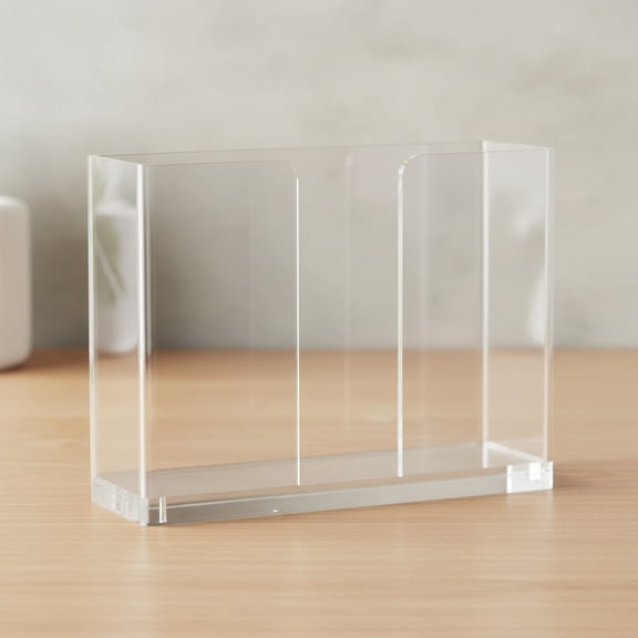 Acrylic Napkin Holder for Table, Vertical Napkin Dispenser with Non-Slip Pads, Standing Clear Napkin Holders for Kitchen Dining Room Party Restaurant
