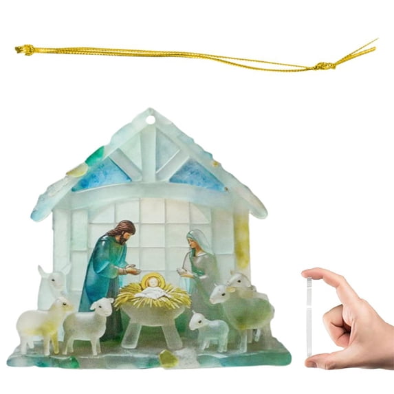 Acrylic Nativity Scene Ornament With Vibrant Colors For Holiday Decor And Display