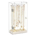thumbnail image 1 of Acrylic Necklace Display Stand Jewelry Organizer Desktop Storage Rack with Door for Bracelets Earrings Rings, 1 of 9