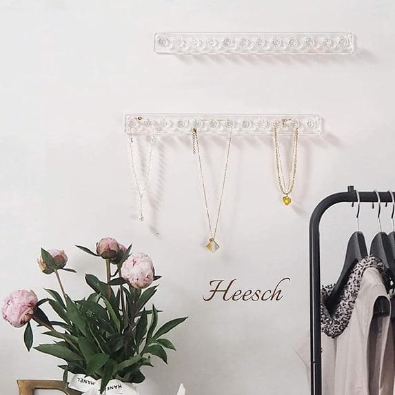 Acrylic Necklace Holder Hanging Jewelry Organizer Clear Jewelry Hangers for Necklace Organizer for Girls Women, Necklace Hooks for Wall Clear