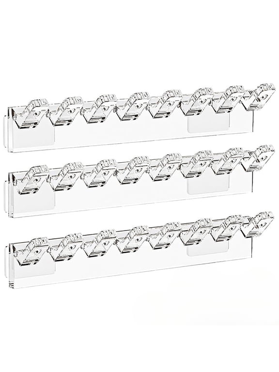 Acrylic Necklace Holder, Wall Mounted Jewelry Organizer, No-Drill Self-Adhesive Hanging Display Racks with 8 Hooks, for Necklaces, Bracelets, Earrings, Rings, and Bangles,3 Pcs,Clear
