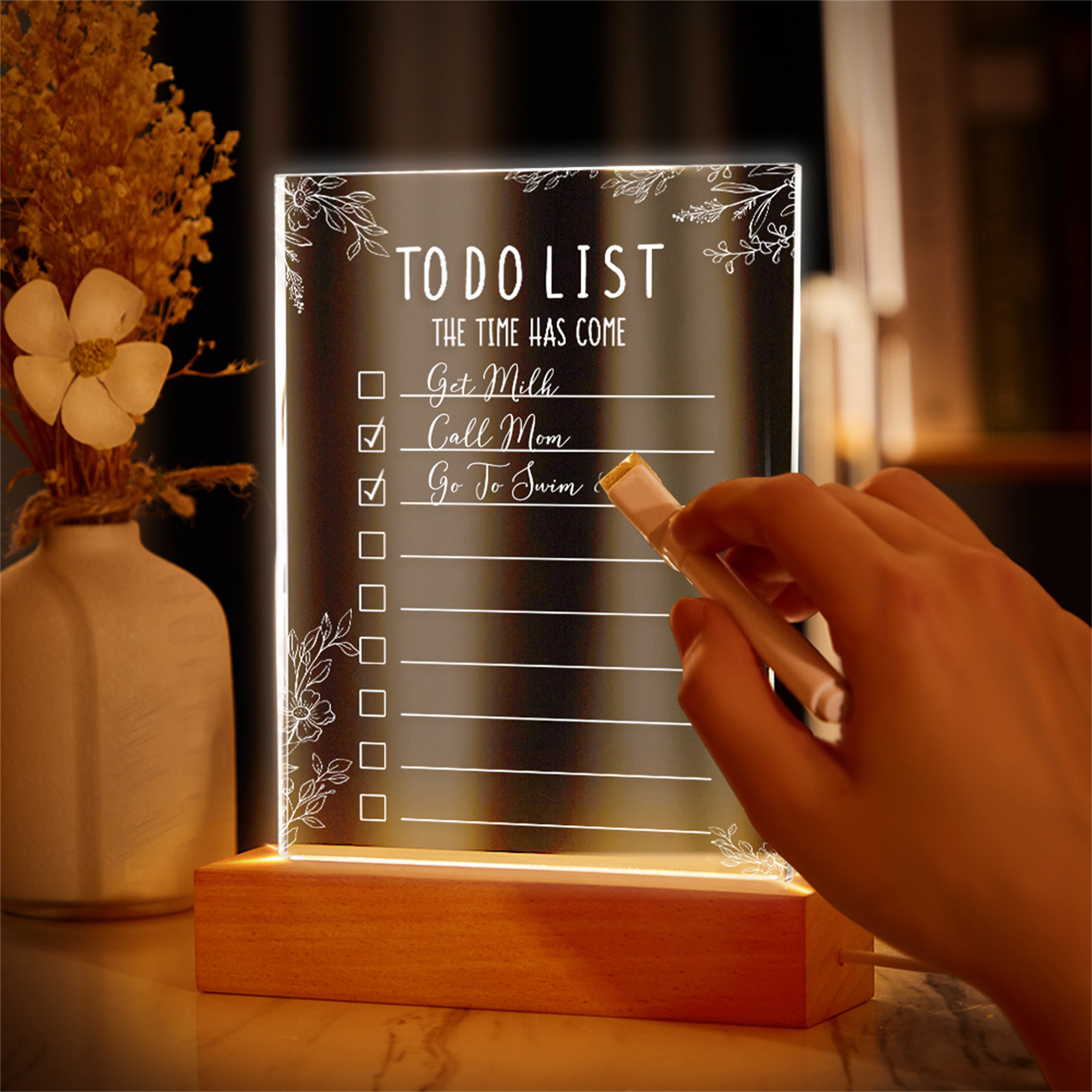 Acrylic Night Light Clear Handwriting Warm Light Acrylic Dry Erase