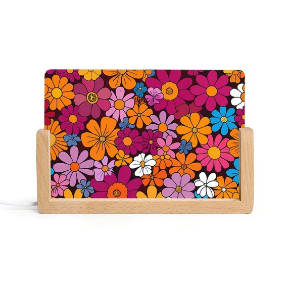 Acrylic Night Light Colorful Inclined Plug Base Simple To Install And Durable Not Easy Oxidation Rust Color Colorful Floral Pattern Groovy Flowers 4x6.1in