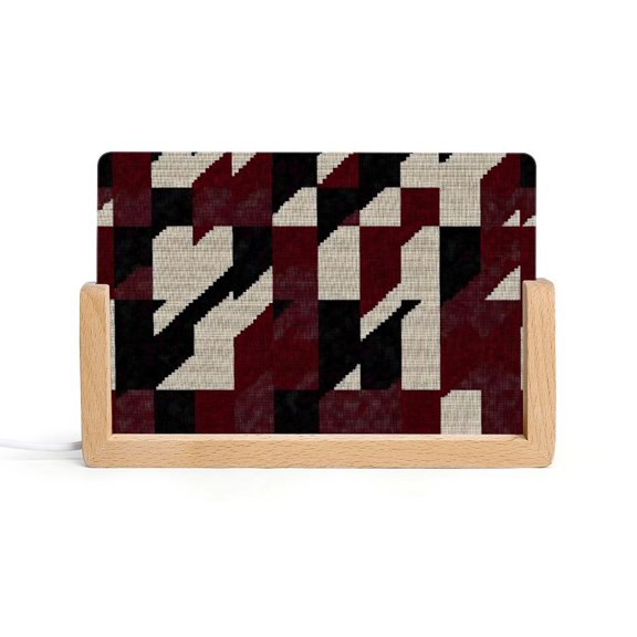 Acrylic Night Light Colorful Inclined Plug Base Simple To Install And Durable Not Easy Oxidation Rust Color Crimson Modern Houndstooth Texture_2 4x6.1in