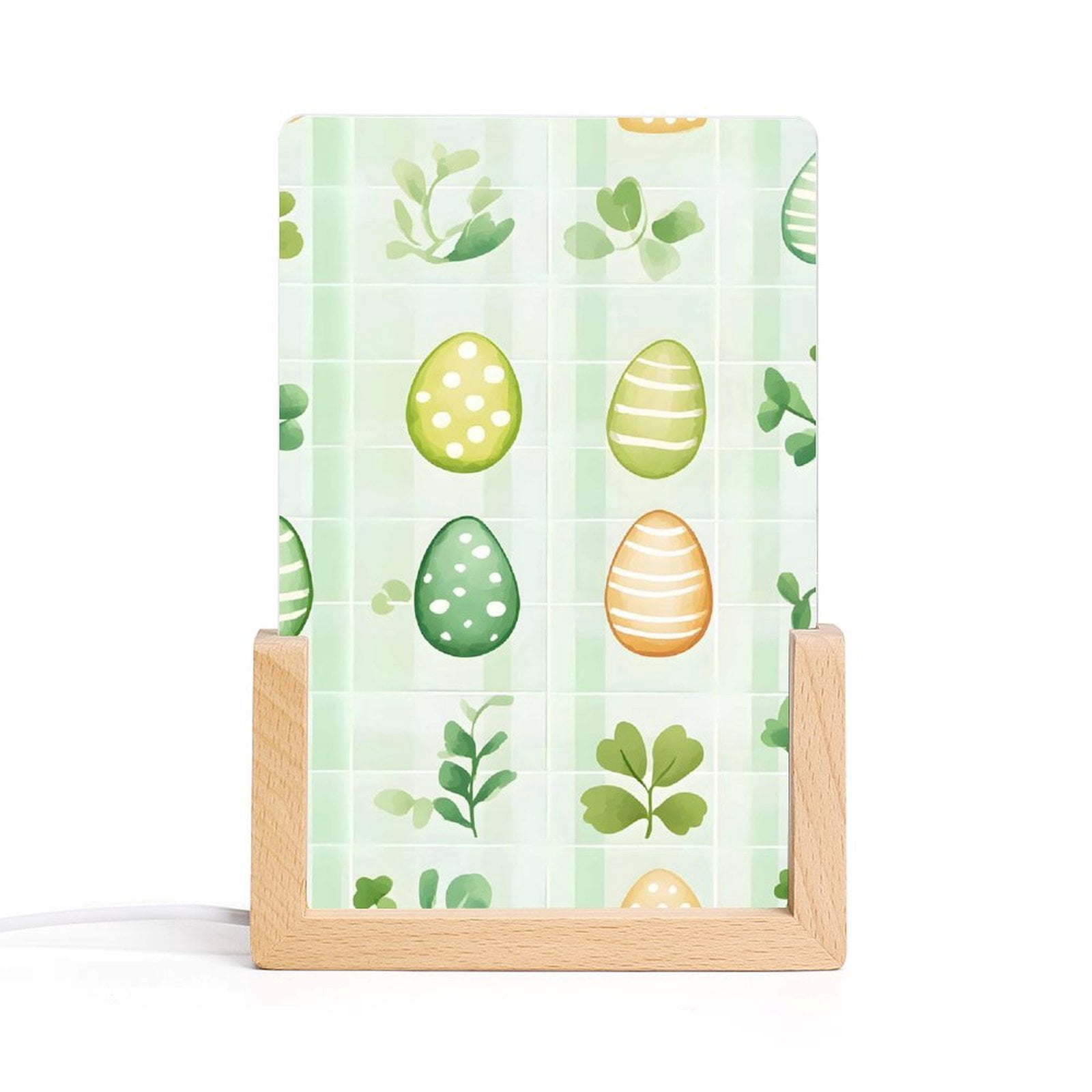 Acrylic Night Light Colorful Inclined Plug Base Simple To Install And Durable Not Easy Oxidation Rust Color Easter Day Easter Eggs Leaves Watercolor Eggs 6.1x4in