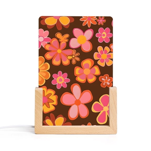 Acrylic Night Light Colorful Inclined Plug Base Simple To Install And Durable Not Easy Oxidation Rust Color Retro Groovy Flowers Pattern (11) 6.1x4in