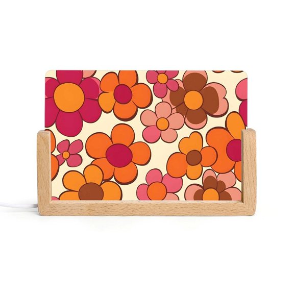 Acrylic Night Light Colorful Inclined Plug Base Simple To Install And Durable Not Easy Oxidation Rust Color Retro Groovy Flowers Pattern (12) 4x6.1in