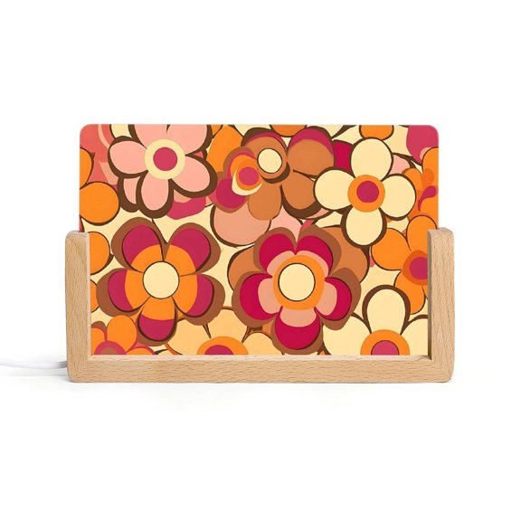 Acrylic Night Light Colorful Inclined Plug Base Simple To Install And Durable Not Easy Oxidation Rust Color Retro Groovy Flowers Pattern (13) 4x6.1in