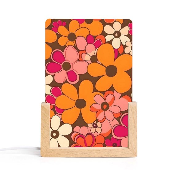 Acrylic Night Light Colorful Inclined Plug Base Simple To Install And Durable Not Easy Oxidation Rust Color Retro Groovy Flowers Pattern (14) 6.1x4in
