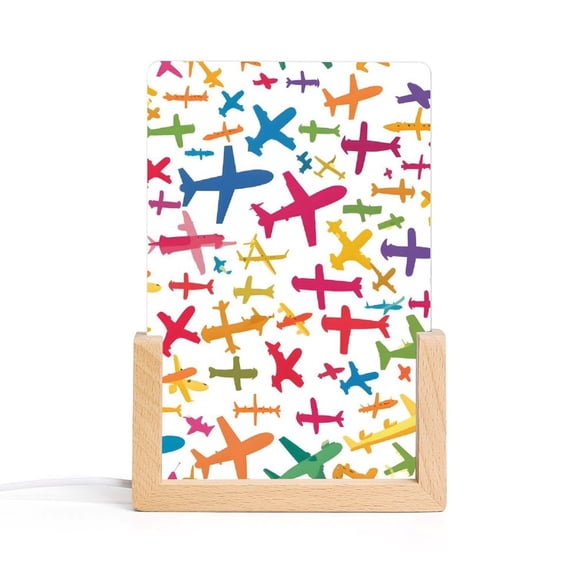 Acrylic Night Light Colorful Inclined Plug Base Simple To Install And Durable Not Easy Oxidation Rust Color Various Cartoon-style Airplanes 6.1x4in