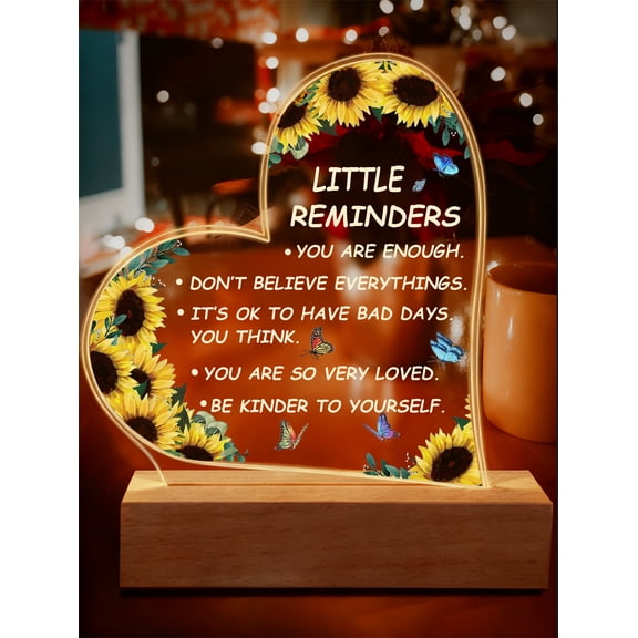 Acrylic Night Light - Office Desk Decor for Women Men, Mental Health Encouragement Gifts, Positive Reminders Clear Acrylic Plaque Decor