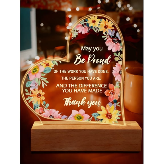 Acrylic Night Light - Thank You Acrylic Plaque Acrylic Plaque with Wooden Stand, Retirement Goodbye Farewell Gift, Coworker Gift, Employee Appreciation Gift, May You Be Proud of the Work You Do