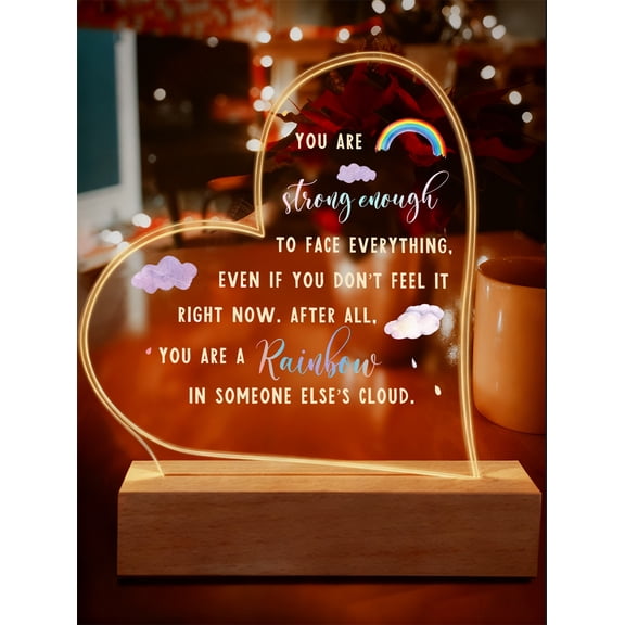 Acrylic Night Light - Thinking of You Encouragement Cheer Up Gifts for Friends, Rainbow Inspirational Decor, Positive Keepsake for Coworkers Daughter Mom