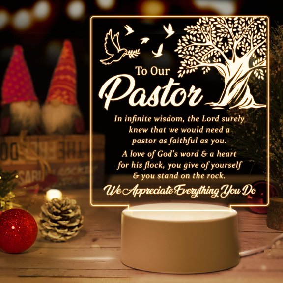 Acrylic Night Light with Pastor Appreciation Message 1 Pack