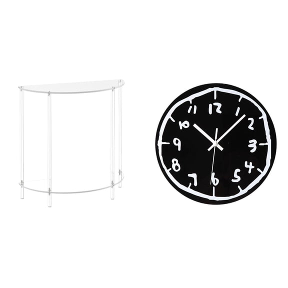 Acrylic Nightstand Clear End Table Modern Wall Clock Durable Acrylic Material for Living Room Bedroom Office Decor