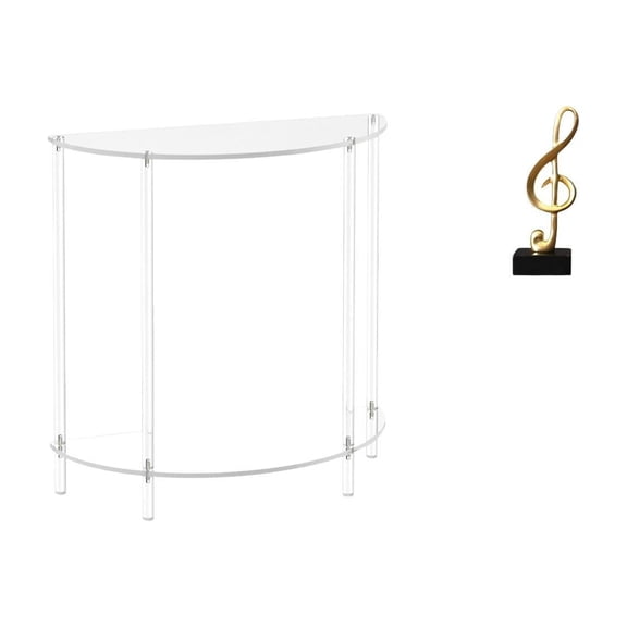 Acrylic Nightstand Clear End Table Music Note Sculpture Resin Material for Living Room Bedroom Office Decor