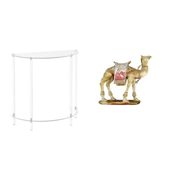 Acrylic Nightstand Clear Side Table Camel Figurine Resin Material for Modern Living Room and Bedroom Decor
