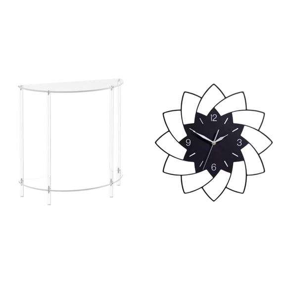 Acrylic Nightstand Clear Side Table Large Wall Clock Lightweight Transparent Design for Modern Home Living Room Bedroom