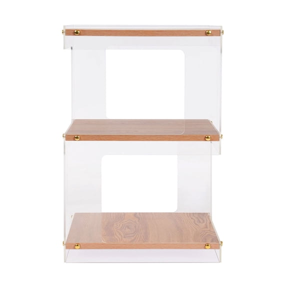 Acrylic Nightstand Modern Clear Side Table with 3-Tier Design Small Side Table for Place Books, Potted Plants, Candles, Photo Frames (Log Color Clear)