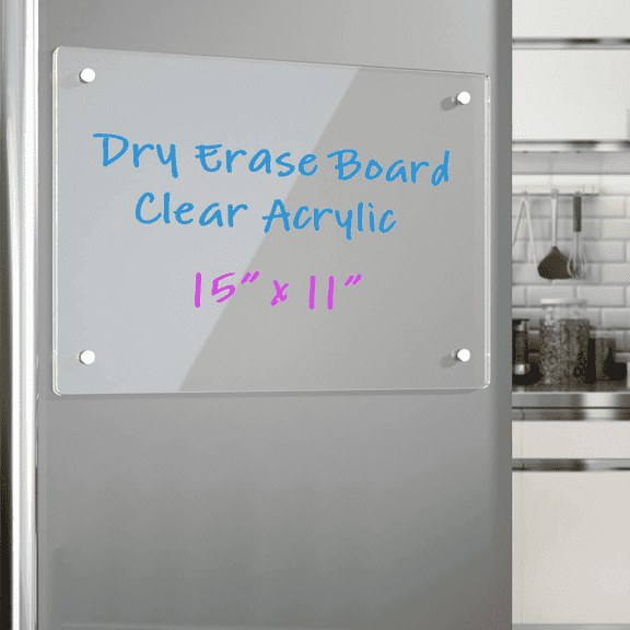 Acrylic Note Board Refrigerator Dry Erase Board Magnetic Clear 15x11