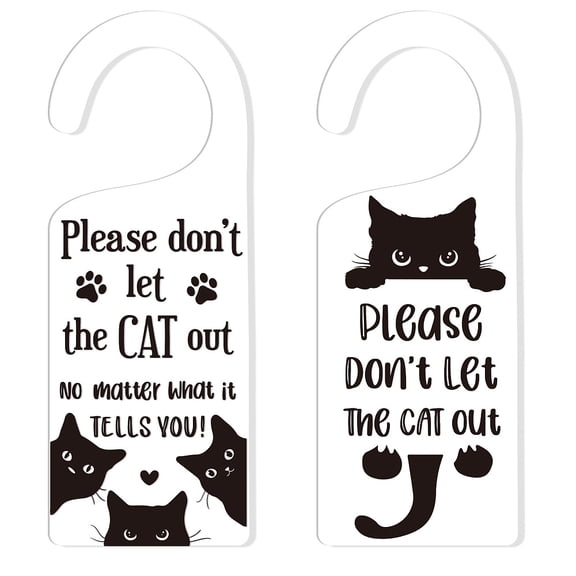 Acrylic Notice Door Hanger Sign Public Warning Sign Don't Let Out Cat Shape 240x90x5mm 2pcs/set