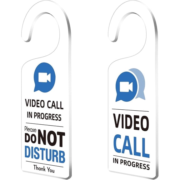 Acrylic Notice Door Hanger Sign Public Warning Sign Video Call In Progress Please Do Not Disturb Word 240x90x5mm 2pcs/set