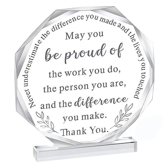Acrylic Octagonal Retirement Trophy Plaque Elegant Transparent Desktop Souvenir For Colleague Appreciation, Employee Farewell Or Thank You Office Desk Decorative Keepsake For Leaving