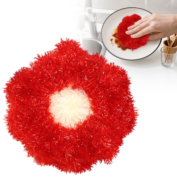 Acrylic Oil-Proof Dishcloth Watermelon Red 12*12cm, Polyester Dish Washing Towel Multipurpose Cleaning Cloth For Pots Cookware Tubs Kitchen Sponge Net Dish Cloth, Includes One Dish Cloth