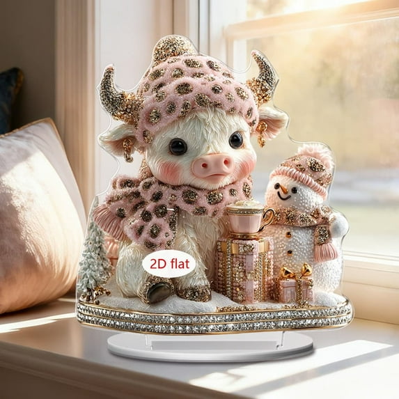 Acrylic Ornament under $5! Cagogo Cute Pink Highland Cow Acrylic Ornament, Kawaii Home Desk Decor, Living Room Study Decoration, Festival Gift Idea, Animal Themed Figurine, Cute Collectible