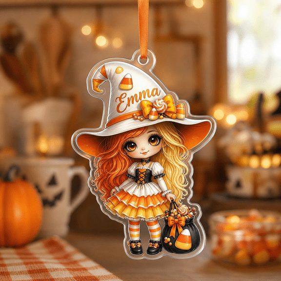 Acrylic Ornament Candy Corn Witch Acrylic Hanging Decor for Halloween Kitchen